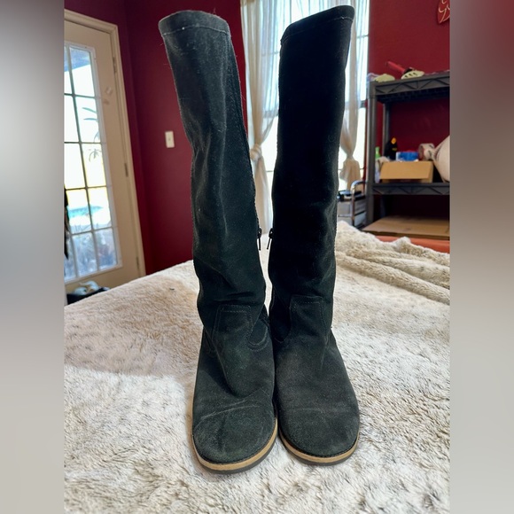 Franco Sarto A-Track Knee High Black Suede Boots Women’s 7M Vibram - Picture 3 of 15